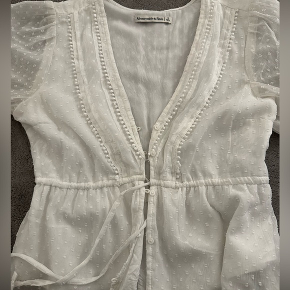 Abercrombie & Fitch White Sheer Blouse - Picture 3 of 4